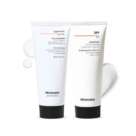 Buy Minimalist Sunscreen Duo(SPF 50 Sunscreen with niacinamide + Light Fluid SPF 50 Face Sunscreen) - Combo of 2 - Purplle
