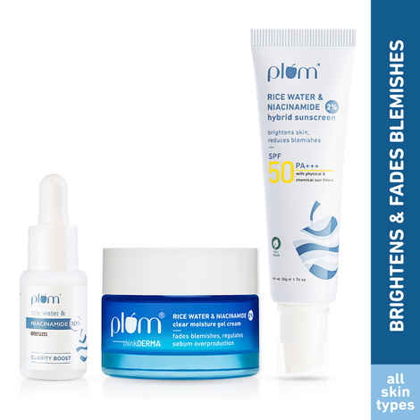 Buy Plum Niacinamide SMS Kit (Face Serum 15ml + Moisturiser 50ml + Sunscreen 50gm) - Purplle