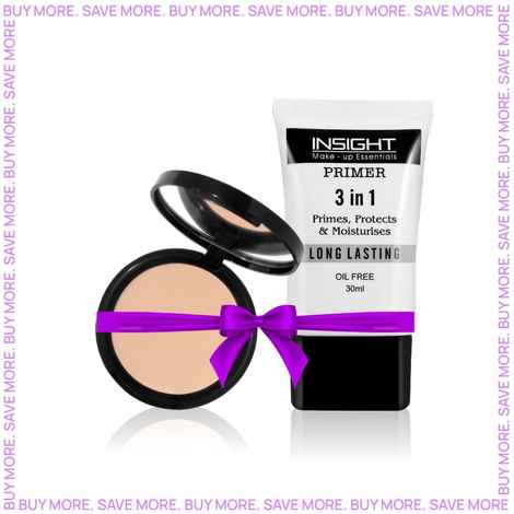 Buy Insight 3 In 1 Long Lasting Primer (30ml) + Purplle Compact Powder with SPF For Wheatish Skin - Beige Self Care 3 (9 g) - Purplle