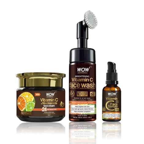 Buy WOW Skin Science Vitamin C Glow Kit (Vitamin C Foaming Facewash (150 ml) + Vitamin C Serum (15 ml) + Vitamin C Face Cream (50 ml) - Purplle