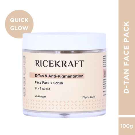 Buy Ricekraft De Tan Face Pack cum scrub for Glowing skin and Exfoliating, For Korean Glass Skin, For Oily Skin, Acne & Pimples, All Skin Types, For Men and Women - 100 gm - Purplle