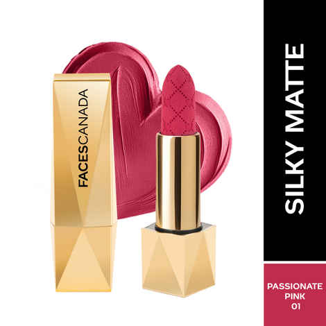 Buy FACES CANADA Comfy Silk Obsession Lipstick - Passionate Pink 01, 4 gm | Creamy Matte Finish | Highly Pigmented | 8 Hours Long Stay | Luxurious & Elegant | Glides Effortlessly | Silky Smooth Texture | Hydrating Lips - Purplle