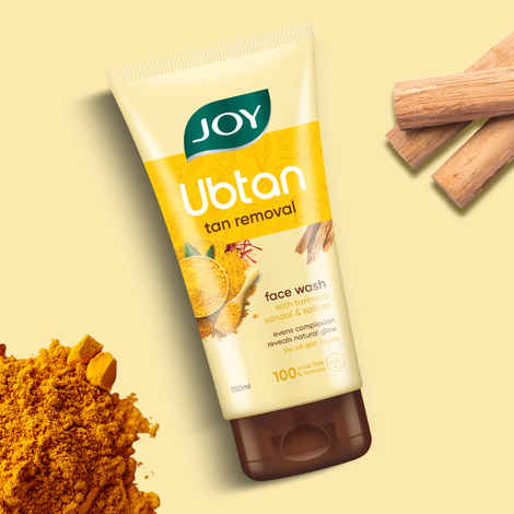 Joy Ubtan tan removal Face Wash - (150 ml) | Enriched with Turmeric, Saffron & Sandal | Suitable for All Skin Types