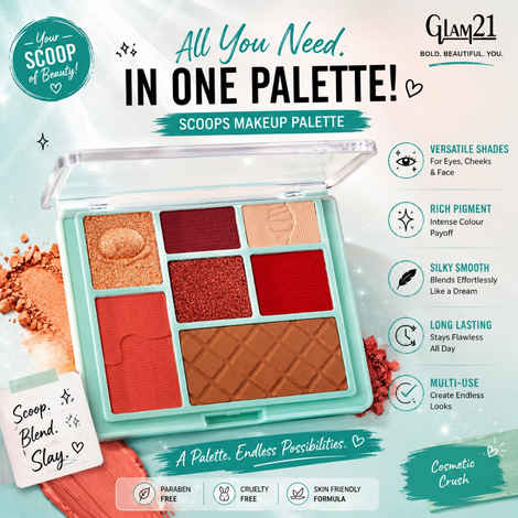 Buy Glam 21 Scoop Makeup Palette | Face Palette | Eyeshadows,Contour,Highlighter,Blusher|Mattes & Shimmers|Travel Friendly|Caramel Crush, 15 gm - Purplle