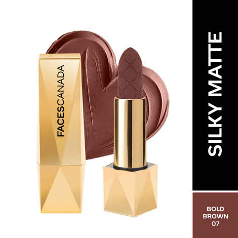 Buy FACES CANADA Comfy Silk Obsession Lipstick - Bold Brown 07, 4 gm | Creamy Matte Finish | Highly Pigmented | 8 Hours Long Stay | Luxurious & Elegant | Glides Effortlessly | Silky Smooth Texture | Hydrating Lips - Purplle