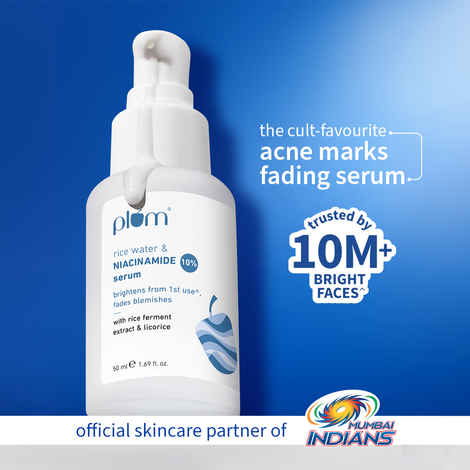 Buy Plum 10% Niacinamide Face Serum For Clear, Bright Skin | Fades Blemishes & Acne Marks| With Rice Water | Lightweight & Quick-absorbing| Dermatologically Tested | All Skin Types | Women & Men | Fragrance-Free | 100% Vegan | 50 ml - Purplle