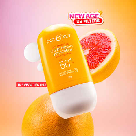 Dot & Key Vitamin C+E Super Bright Sunscreen SPF 50+ PA++++, In-Vivo Tested Sunscreen for Even Toned & Glowing Skin - 30 gm