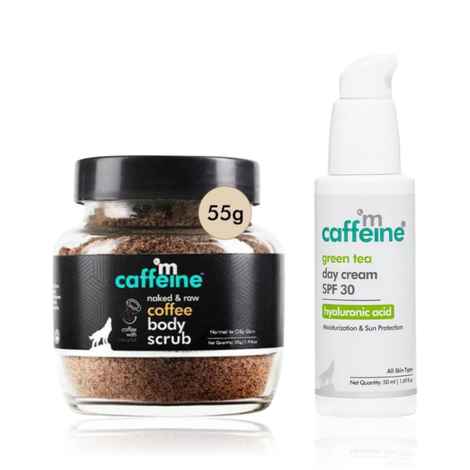 Buy mCaffeine Tan Removal & Skin Protection Duo (Green Tea Day Cream 50ml + Body Scrub 55gm) - Purplle