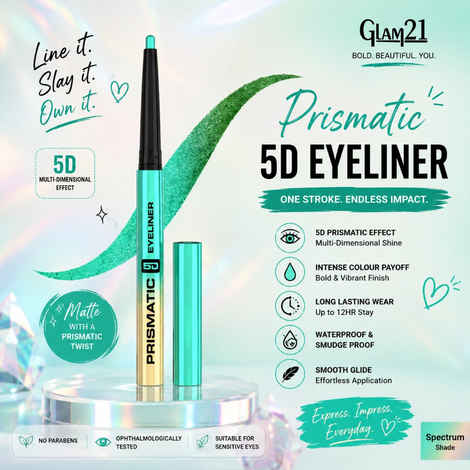 Buy Glam 21 Prismatic 5D Eyeliner| Waterproof|Smudge proof|Long lasting eyeliner with easy application|Creamy Formula|Multichrome Effect Bold Color Payoff | 02-Spectrum, 0.4 ml - Purplle