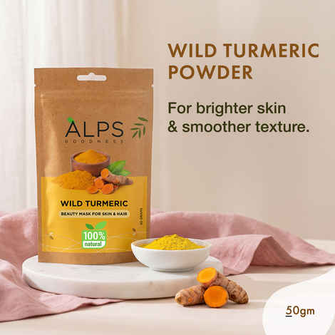 Alps Goodness Powder - Wild Turmeric (50 gm) | 100% Natural Kasturi Haldi Powder | No Chemicals, No Preservatives, No Pesticides | Face Mask for Even Toned Skin & Glow