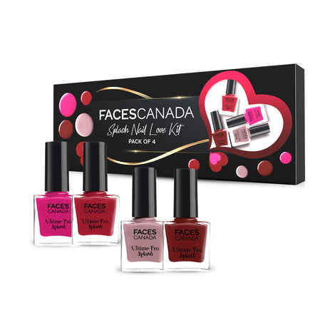 Buy FACES CANADA Splash Nail Love Kit - Pack of 4 Nail Polish | Gift Set | Quick Drying | Glossy Finish | Long Lasting | No Chip Formula | High Shine Nail Polish For Women | No Harmful Chemicals | 32 ml - Purplle