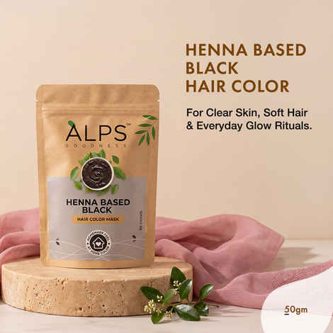 Buy Alps Goodness Henna Based Hair Color Powder - Black (50 gm) | Ammonia Free | Peroxides Free | Enriched with herbs| Black Henna Powder | Kali Mehendi| Sojat Mehendi| Henna Powder for Hair | Alps Goodness Henna - Purplle