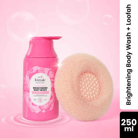 Buy Foxtale Brightening Body Wash With Glycolic Acid & Niacinamide For Glowing Skin & Exfoliating Loofah (250ml+1pc) - Purplle