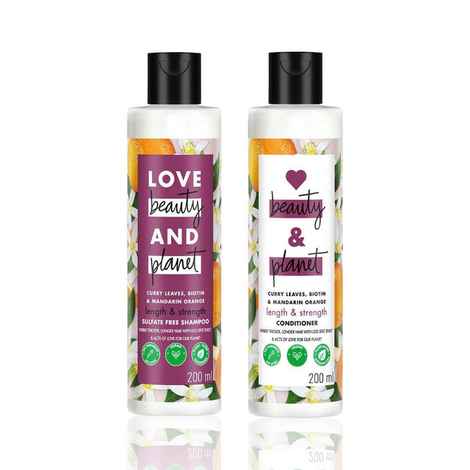 Buy Love Beauty Planet Curry Leaves Biotin & Mandarin Sulfate Free Shampoo for long & strong hair (200 ml) + Conditioner (200 ml) - Purplle
