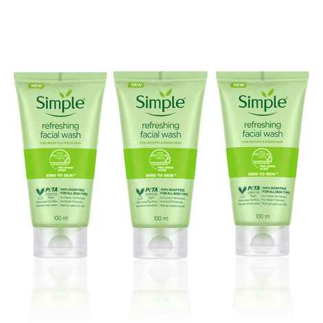 Buy Simple Kind To Skin Refreshing Face Wash (100 ml) (Pack of 3) - Purplle