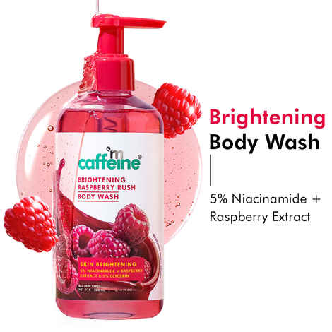 Buy mCaffeine Brightening Body Wash- 5% Niacinamide & Vit C Rich Raspberry Boosts Glow | 5% Glycerin Softens | Fruity Shower Gel For Women & Men- 300 ml - Purplle