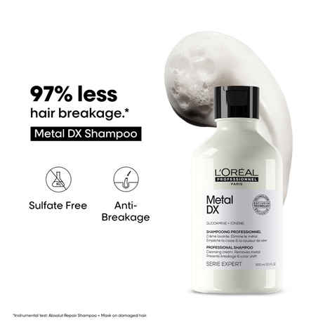 Buy L'Oreal Professionnel Metal DX Anti-Metal Sulfate-Free, Cleansing Cream Shampoo For Hair Breakage 300 ml - Purplle