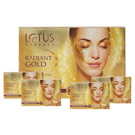 Buy Lotus Herbals Radiant Gold Cellular Glow Facial Kit 4 in 1 | With 24K Gold leaves | For Skin Glow | All Skin Types | 4x37g - 148 gm - Purplle