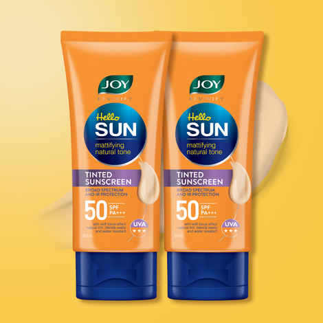 Buy Joy Natural Tone Tinted Sunscreen SPF 50 PA+++ with Niacinamide For Normal & Oily Skin | Mattifying, Water Resistant & Easy Blending Face Sunscreen for Sun Protection, (2x60ml ) - Purplle