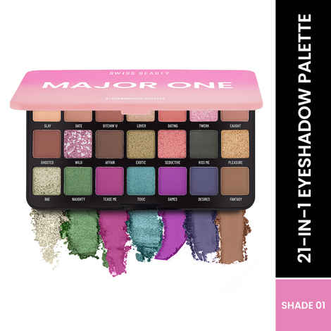 Buy Swiss Beauty Major One Eyeshadow Palette with 21 Highly blendable shades | Blend of Mattes, Metallics and Shimmers | 01 (20 gm) - Purplle