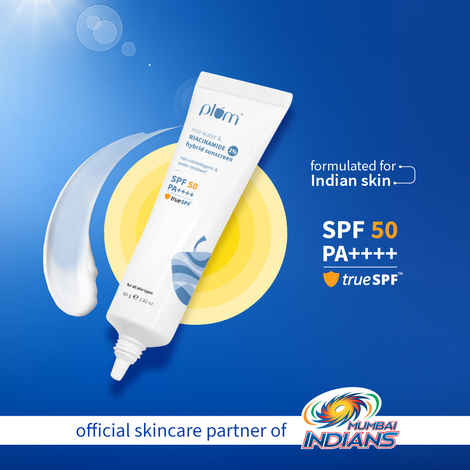 Buy Plum 2% Niacinamide Sunscreen SPF 50 PA+++ With Rice Water | 4 Hrs Water Resistance | 3x Tan Reduction & Brightens | No White Cast, Lightweight, Non-Sticky | Dermatologically Tested | All Skin Types | Women & Men | 100% Vegan |80 gm - 80 gm - Purplle