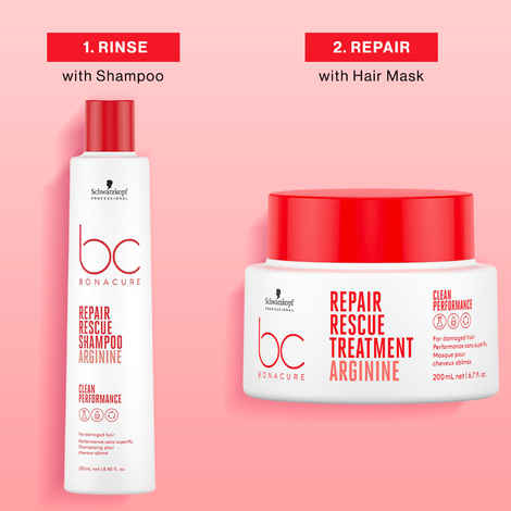 Buy Schwarzkopf Professional Bonacure Repair Rescue with Arginine Shampoo + Mask Combo (250 ml +200 ml) Combo of 2 - Purplle