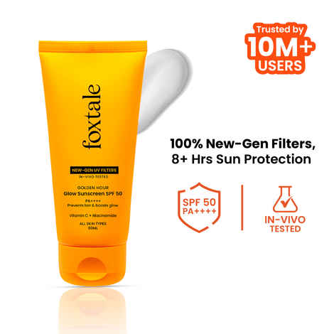 Buy Foxtale Glow Sunscreen with Vitamin C & Niacinamide SPF 50 PA++++, In-Vivo Tested, for Dewy Glow 80 ml - Purplle