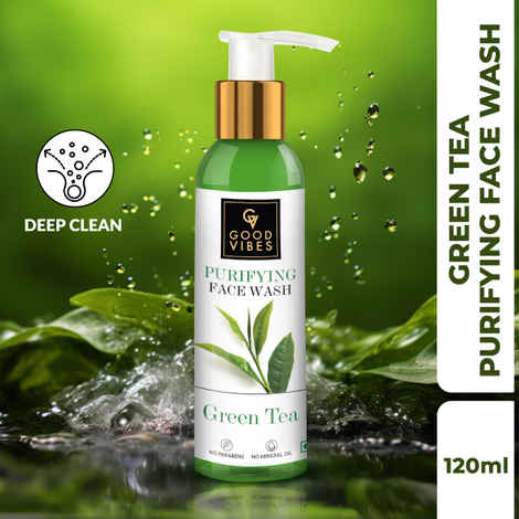 Buy Good Vibes Green Tea Purifying Face Wash | Deep Cleansing, Prevents Acne (120 ml) - Purplle