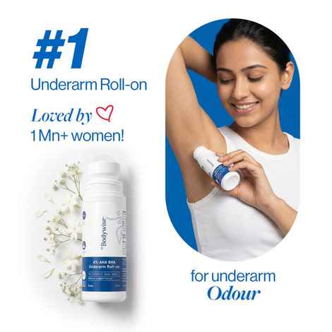 Buy Be Bodywise 4% Aha Bha Underarm Roll On | Controls Odour & Reduces Pigmentation | 0% Alcohol & 0% Aluminium | Flora Fragrance (75 ml) - Purplle