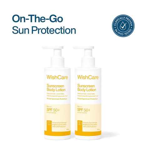 Buy WishCare Sunscreen Body Lotion SPF 50 Broad Spectrum PA+++ UVA & UVB Protection - Pack of 2 - Purplle
