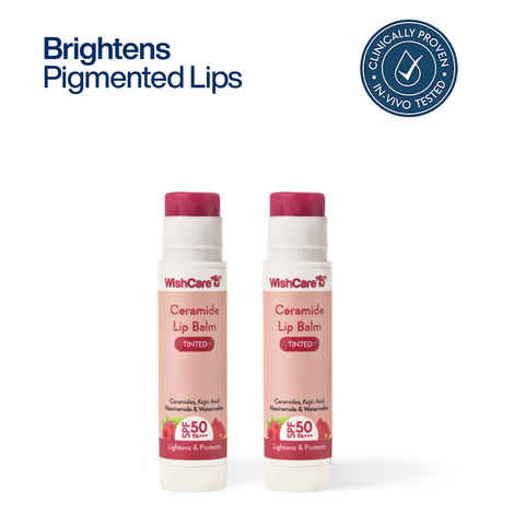 Buy WishCare Tinted Ceramide Lip Balm with SPF50 PA+++ - Kojic Acid & Niacinamide - For Brightens & Protect- Pack of 2 - Purplle