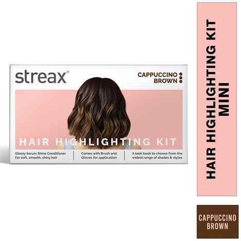 Streax Mini Hair Colour Highlight Kit, Cappuccino Brown, DIY Application, 75 gm