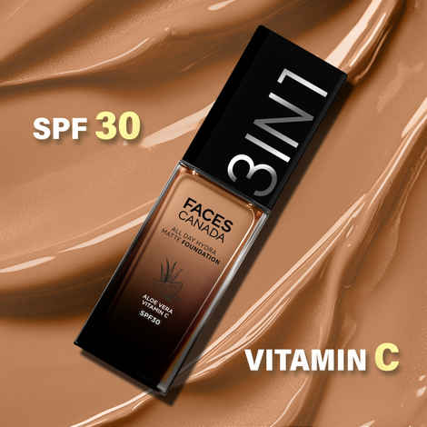 Buy FACES CANADA All Day Hydra Matte Foundation | 3-in-1 Foundation + Moisturizer + SPF30 | 10HR Long Wear | Buildable Coverage | Warm Sand 042, 30 ml - Purplle
