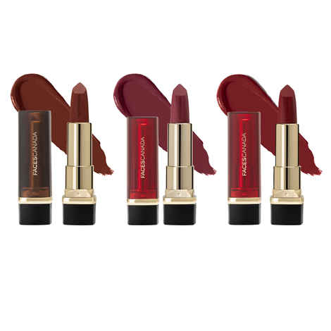 Buy FACES CANADA Comfy Matte Creme Lipstick Pack of 3 - Sip Of Wine 06 + Now Or Never 10 + Go For It 02 (4.2 gm x 3) - Purplle