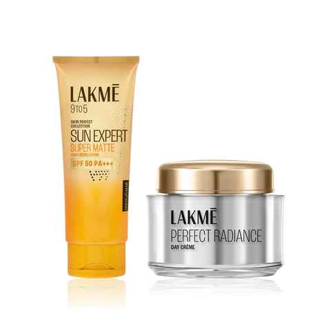 Buy Lakme Sun Smart Glow Duo (Mat Sunscreen SPF 50 PA+++ – 50 ml + Perfect Radiance Day Cream – 50 gm) Combo of 2 - Purplle