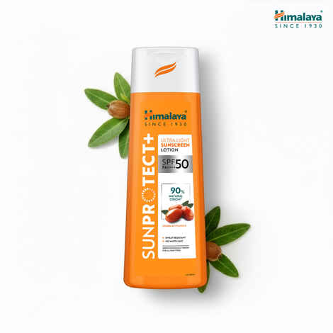 Buy Himalaya Sunprotect + | Ultra-light Sunscreen Lotion | SPF 50 PA ++++ | 90% Natural Origin Ingredients | Zero White Cast | 98% Broad Spectrum Protection | Sweat & Water Resistant | For Men & Women | 100 ml - Purplle