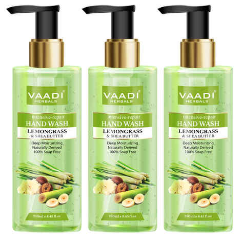 Buy Vaadi Herbals Pack of 3 Intensive-Repair Lemongrass & Shea Butter Hand Wash (250 ml x 3) - Purplle