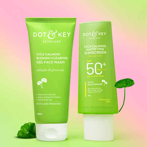 Buy Dot & Key CICA Brightening Face Wash + Sunscreen Skin Care Kit Combo of 2 - Purplle