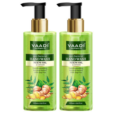 Buy Vaadi Herbals Pack of 2 Anti-Bacterial Neem Oil & Ginger Hand Wash (250 ml x 2) - Purplle