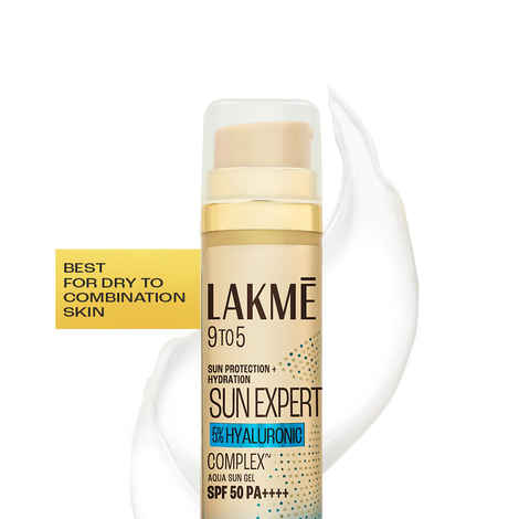 Buy Lakme 5% Hyaluronic water-light Sunscreen gel SPF 50 Pa++++ For Oily Skin, Plump & Hydrated skin, 56 gm - Purplle