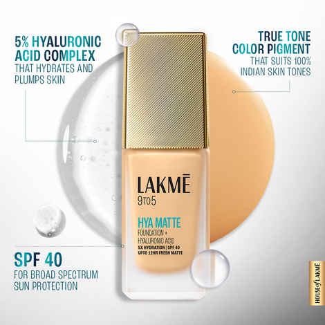 Buy Lakme 9to5 Hya Matte Foundation + Hyaluronic Acid Cool Cinnamon - 25 ml - Purplle