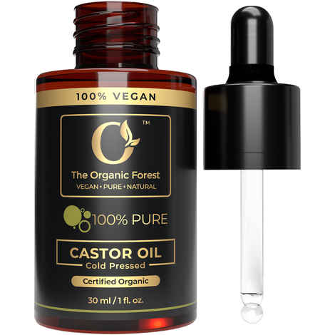 Buy The Organic Forest 100% Plant Based Castor Oil for Hair & Skin | Cold Pressed Castor Oil Organic Unrefined Glass Bottle - Hexane-Free - Ideal for Hair Care, Skin Care, Eyelashes & Eyebrows | Arandi ka tel original | 30 ml - Purplle