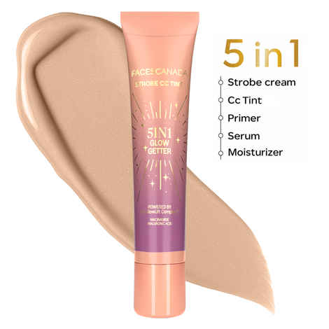 Buy FACES CANADA Strobe CC Tint Mini - Paradise Vibes 01, 18 ml | 5-in-1 Serum + Moisturizer + Primer + BB/CC Cream + Strobe Cream | Lightweight | Radiant Dewy Glass Skin Glow | Niacinamide & Hyaluronic Acid | For Fair To Light Skin - Purplle