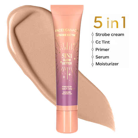 Buy FACES CANADA Strobe CC Tint Mini - Sunset Glaze 02, 18 ml | 5-in-1 Serum + Moisturizer + Primer + BB/CC Cream + Strobe Cream | Lightweight | Radiant Dewy Glass Skin Glow | Niacinamide & Hyaluronic Acid | For Light to Medium Skin - Purplle