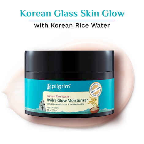 Buy Pilgrim Korean Light Gel Oil Free Hydra Glow Moisturizer Cream 50 gm| With Hyaluronic Acids, 3% Niacinamide, Rice Water for 5x Hydration & Instant Glass Skin | Hydrating Gel for All Skin Type - Purplle