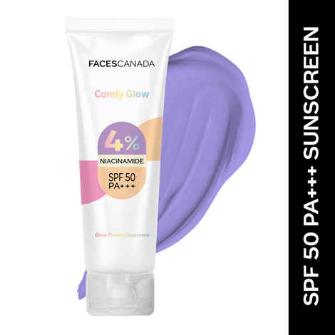 Buy FACES CANADA Comfy Glow 4% Niacinamide Sunscreen - 30 ml | SPF50 PA+++ | UVA & UVB Protection | Feather Light Texture | Lightweight & Non Greasy | Brightens Skin | Hydrates Skin | Prevents Sunburns, Tanning & Premature Aging - Purplle