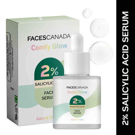 Buy FACES CANADA Comfy Glow 2% Salicylic Acid Face Serum - 30 ml | Clears Acne & Blackheads | Unclogs Pores | Controls Oil | Even Skin Tone | Smooth Skin Texture | Gentle Exfoliation - Purplle