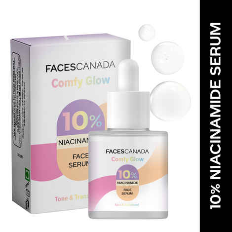 Buy FACES CANADA Comfy Glow 10% Niacinamide Face Serum - 30 ml | Controls Oil | Fades Spots & Marks | Minimizes Pores | Brightens Tone & Refines Skin Texture | Lightweight | Water Based Formula - Purplle