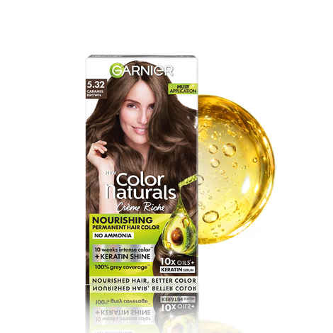 Buy Garnier Color Naturals Shade 5.32 Caramel Brown Color with Keratin - Permanent & Ammonia Free, (70 ml + 60 gm) - Purplle
