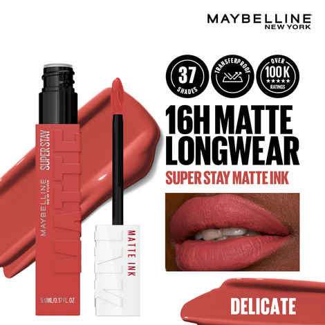 Buy Maybelline New York Super Stay Matte Ink Liquid Lipstick - Delicate 225 (5 ml) - Purplle